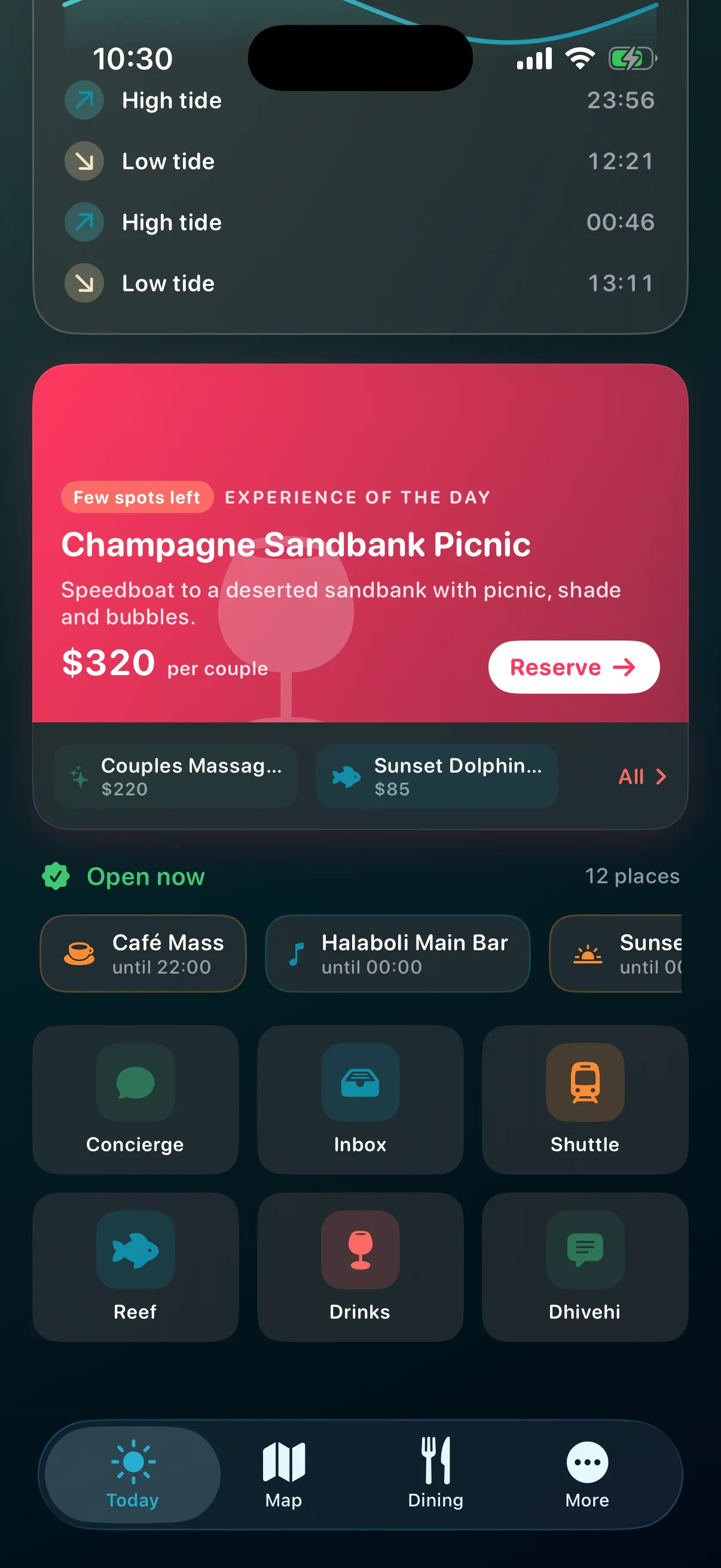 Today · headline upsell — The day’s signature experience, right where guests look.